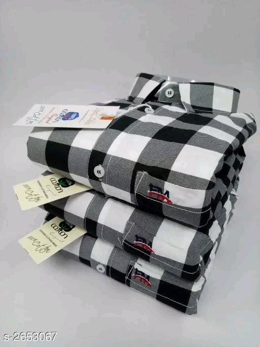 FREKMAN Stylish Cotton  Blend Check Men's Shirt