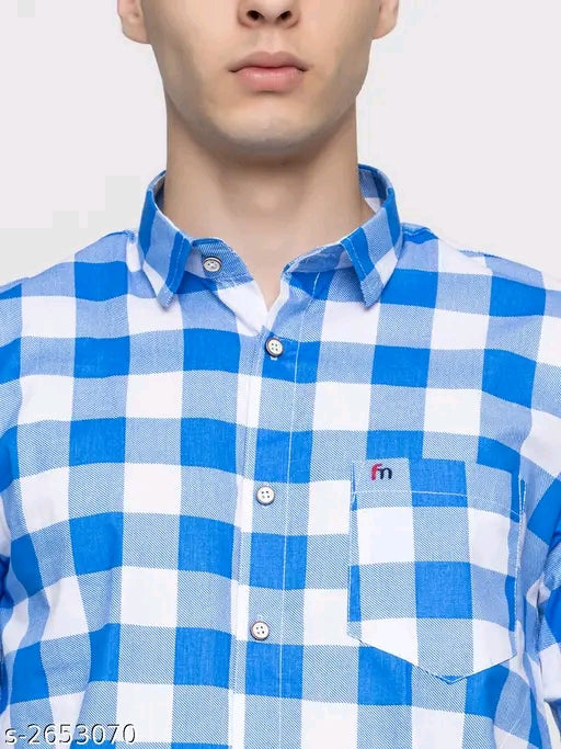 FREKMAN Stylish Cotton  Blend Check Men's Shirt