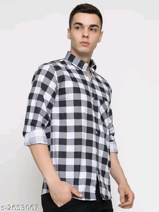 FREKMAN Stylish Cotton  Blend Check Men's Shirt