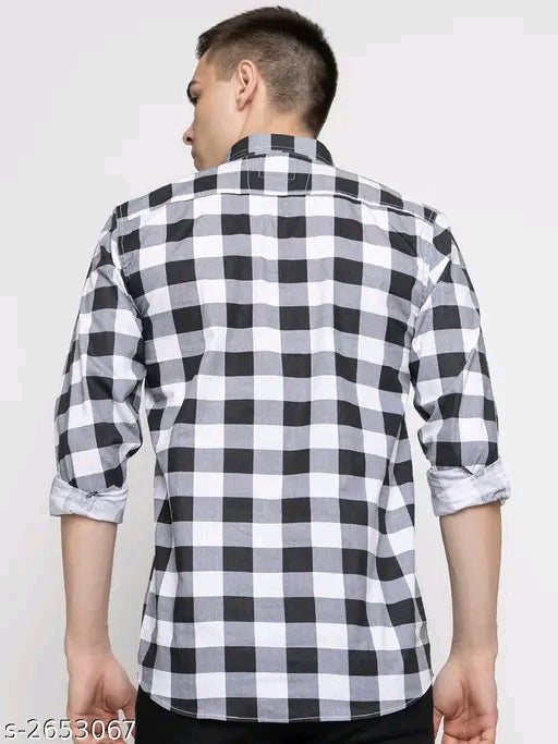 FREKMAN Stylish Cotton  Blend Check Men's Shirt
