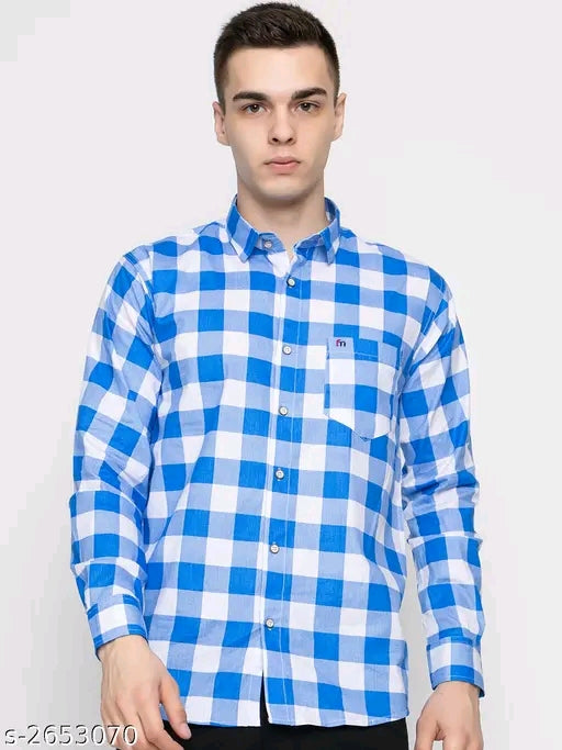 FREKMAN Stylish Cotton  Blend Check Men's Shirt